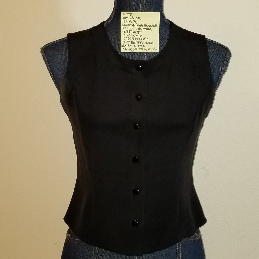 #778 Preview Collection XS Silk Black Top High Gloss Shiny Buttons